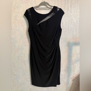 Lauren Ralph Lauren Black Sheath Dress with Mesh Illusion Cutout, Ultra Feminine